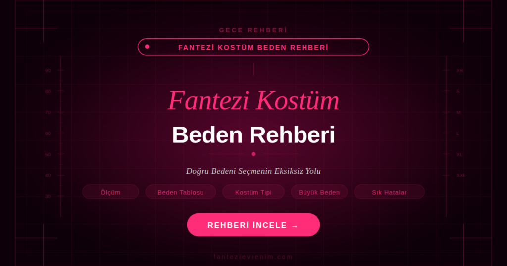 Fantezi kostüm beden rehberi — ölçüm, beden tablosu, kostüm tipi ve büyük beden seçim önerileri