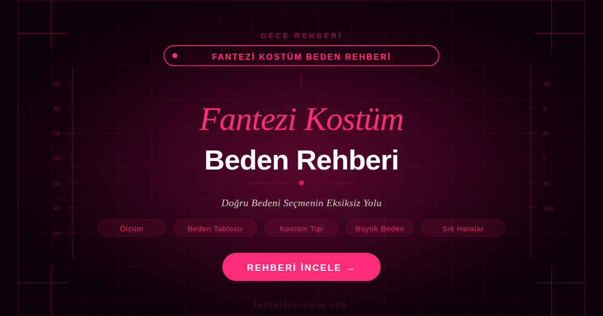 Fantezi kostüm beden rehberi — ölçüm, beden tablosu, kostüm tipi ve büyük beden seçim önerileri